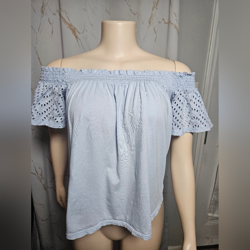 Express Light Blue Off-Shoulder Blouse